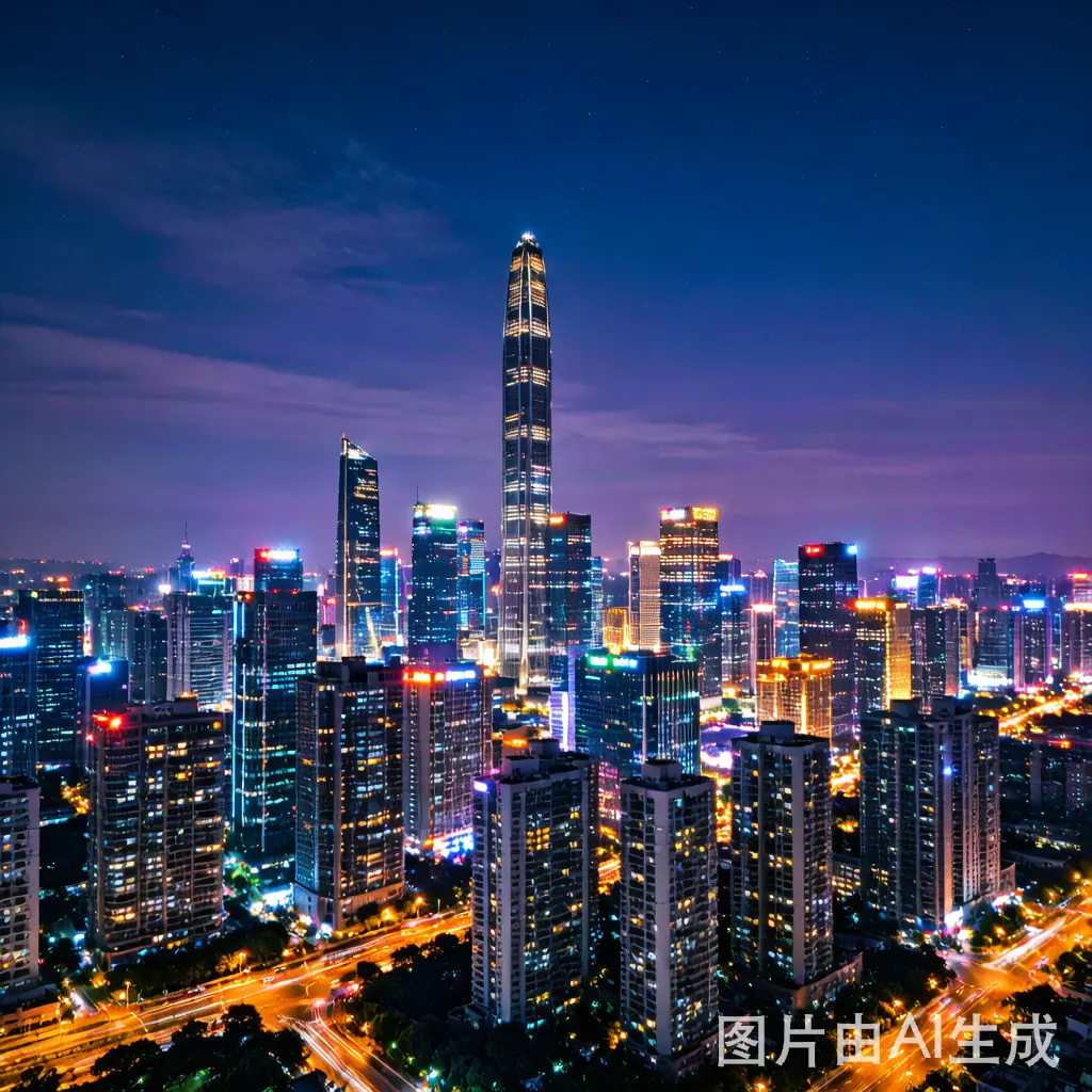 Shenzhen skyline and bay area city lights